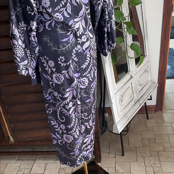 Misa Los Angeles Long Sleeve Dress - Purple Floral Small Sylvia EUC Wrap - Picture 14 of 16